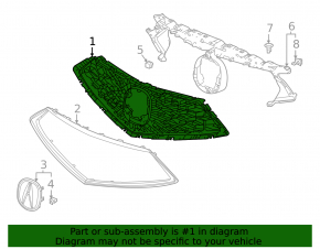 Основание решетки радиатора grill Acura MDX 21-26 2022-26, without surround view, without a-spec