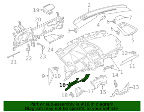Накладка колени водителя Ford Edge 15-24 cерая, с лючком, надлом крепления