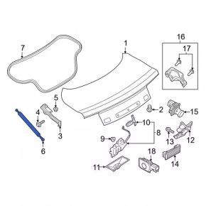 Амортизатор крышки багажника левый Ford Mustang mk6 15-23 тип-2