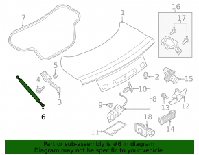 Амортизатор крышки багажника левый Ford Mustang mk6 15-23 тип-2