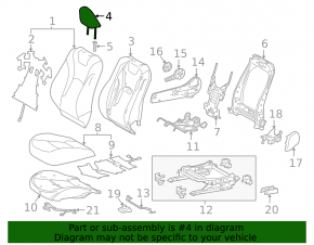 Підголівник передній правий Toyota Prius 50 19-22 чорний, тканина