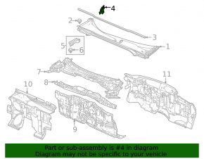 Уплотнитель решетки дворников правый Honda Civic XI FE/FL 22-26