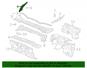 Уплотнитель решетки дворников правый Honda Civic X FC 17-21 jp build