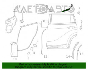 Уплотнитель кожуха двери внутренний задний правый Toyota Highlander 20-26