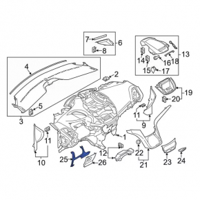 Накладка подторпедная левая Ford C-max MK2 13-18 черная, царапина