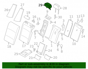 Подголовник 2 ряда центральный BMW X3 F25 11-17 кожа черная, серая строчка