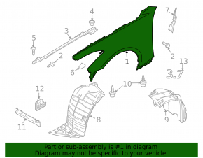Крило переднє ліве Infiniti G25 G35 G37 08-14 2d