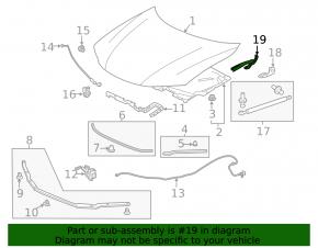 Петля капота права Honda Accord 14-17 plug-in