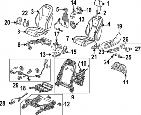 Сидіння водія Honda Accord 23-26 з airbag, з підголовником, електричне, підігрів, шкіра чорна
