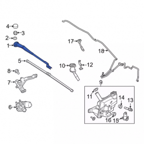 Поводок дворника левый Ford Focus mk3 11-18