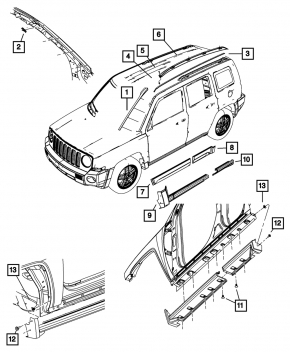 Рейлинги продольные 2шт Jeep Patriot 11-17 черн
