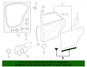 Уплотнитель двери задней правой нижний Lexus ES300h ES350 13-18