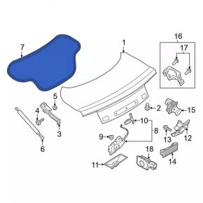 Уплотнитель крышки багажника Ford Mustang mk6 15-23 купе