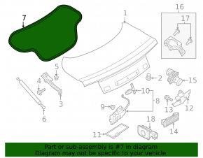 Уплотнитель крышки багажника Ford Mustang mk6 15-23 купе