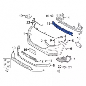Абсорбер переднего бампера Ford Edge 19-24