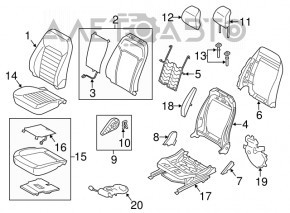 Пассажирское сидение Ford Fusion mk5 13-15 без airbag, ткань беж