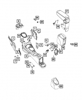 Подлокотник Fiat 500L 14-17 ткань, красный
