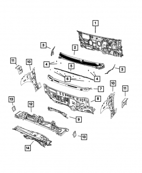 Решетка дворников пластик Chrysler Pacifica 17-26