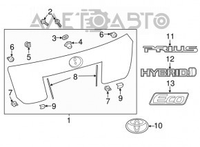 Накладка дверцята багажника Toyota Prius 50 16-18 зламані кріплення