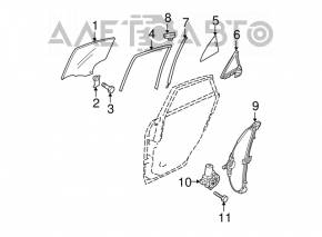 Уплотнитель стекла задний правый Mazda 3 MPS 09-13
