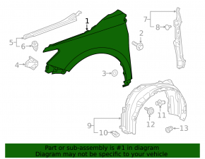 Крыло переднее правое Toyota Camry v55 15-17 usa