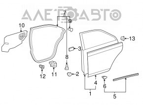 Двері голі задні права Toyota Camry v50 12-14