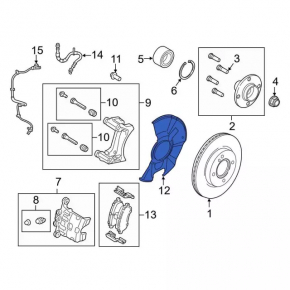 Кожух тормозного диска передний правый Ford Fiesta 11-13