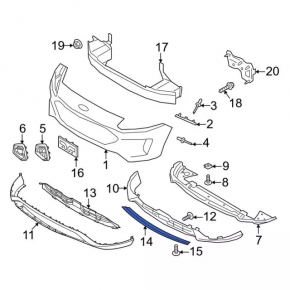 Накладка губ переднього бампера Ford Escape MK4 23-26