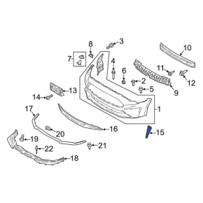 Нижняя решетка переднего бампера правая Ford Mustang mk6 18-23 рест