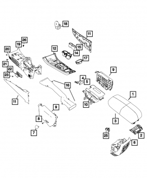 Консоль центральная подлокотник Jeep Grand Cherokee WK2 14-17 кожа черн