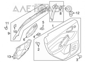Обшивка двери карточка задняя правая Ford Focus mk3 11-18 черн
