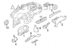 Накладка торпеди під кнопку start/stop Nissan Rogue 14-20 бежева