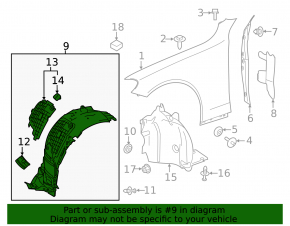 Підкрилок передній правий передня частина Mercedes C-class W205 43 15-21 AMG pkg