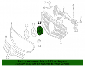Основа емблеми решітки радіатора grill Mercedes CLS-class C218 12-14 AMG, 15-18 без радара