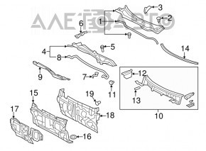 Поддон дворников металл Toyota Camry v40