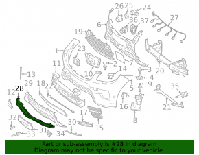 Нижняя накладка переднего бампера нижняя Mercedes W166 ML 12-15 AMG pkg