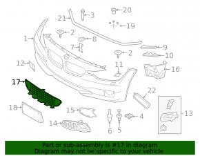 Нижняя решетка переднего бампера BMW 4 F32/33/36 14-20 под радар, M Pack