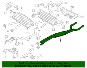 Выпускная трасса средняя часть Porsche Cayenne 958 11-17 3.6