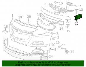 Клык усилителя переднего бампера правый Chevrolet Malibu 13-16