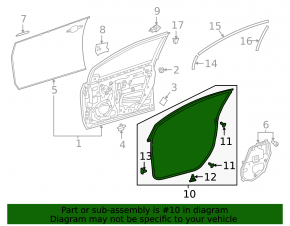 Уплотнитель двери передней левой Toyota Prius 50 16-21