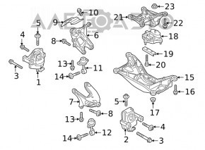 Опора двигателя левая Audi A4 B9 17-25 2.0T ржавая, микротрещины