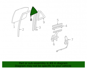 Стекло двери треугольник заднее правое Lexus RX300 98-00