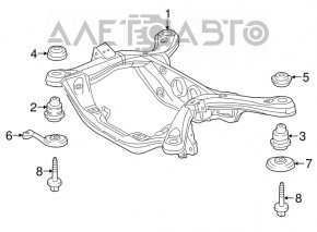 Подрамник задний Lexus RX450h 16-22 AWD