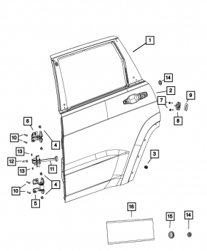 Дверь голая задняя правая Jeep Grand Cherokee WL 21-26 long