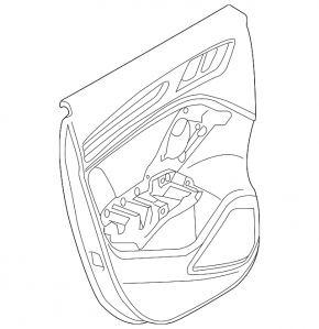 Обшивка двери карточка задняя левая Audi A3 8V 15-20 4d, 5d, черная, кожа, Bang and Olufsen, с пищалкой, вставка под алюминий