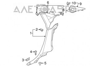 Накладка задней стойки правая нижняя Audi A3 8V 15-20 4d, 5d, черная, без airbag, царапины