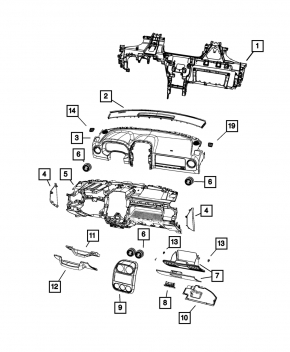 Накладка колени водителя Jeep Compass 11-16 черн, царапины