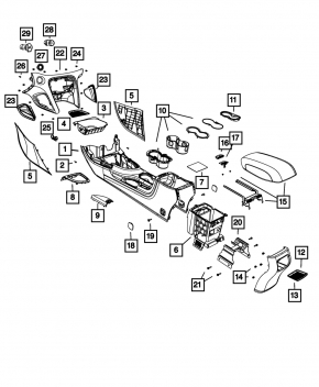 Консоль центральная подлокотник и подстаканники Dodge Dart 13-15 беж
