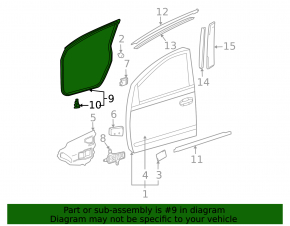 Уплотнитель двери передней правой Toyota Prius 20 04-09