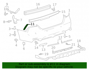 Накладка заднего бампера правая Toyota Camry 18-24 SE/XSE